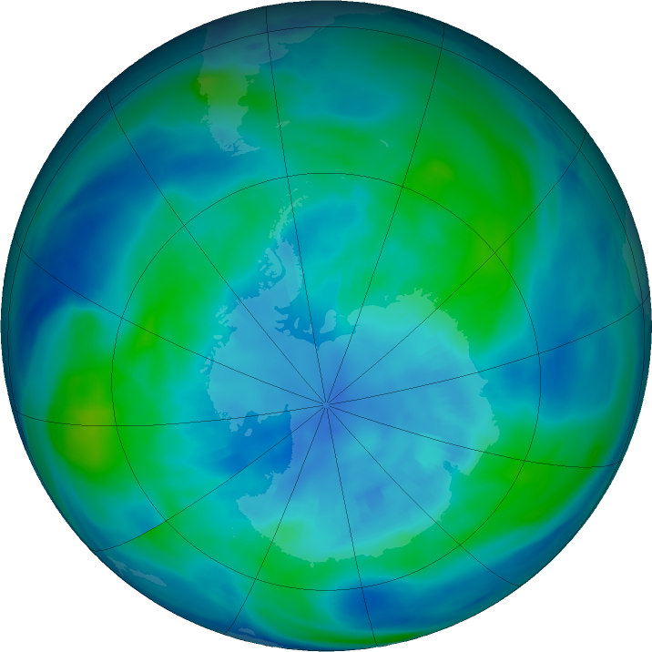 Antarctic ozone map for 10 April 2022